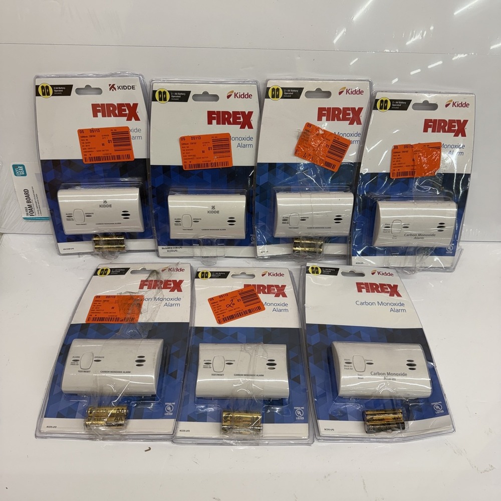 Kidde FireX Carbon Monoxide Alarm 7 Pack 9CO5-LP2 White Battery Operated